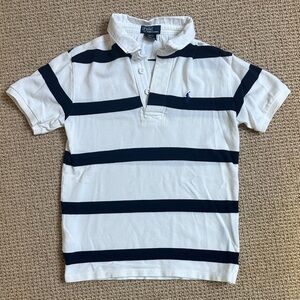 Polo Ralph Lauren Kids Navy & White Striped Short Sleeve Polo Shirt Size S 8/10
